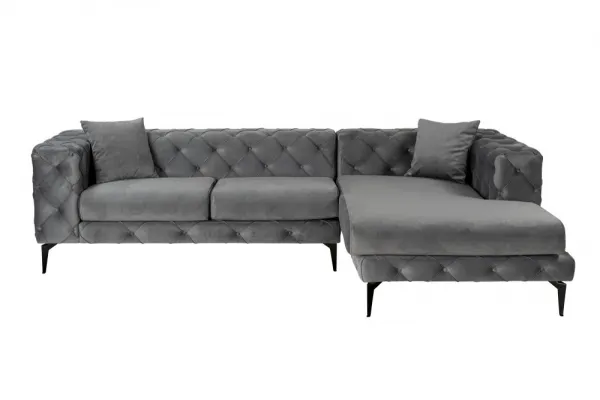 Rohová sedacia súprava / Rohová pohovka Como Eco Right - Anthracite, Black