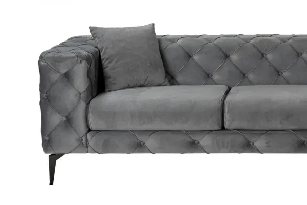 Rohová sedacia súprava / Rohová pohovka Como Eco Right - Anthracite, Black