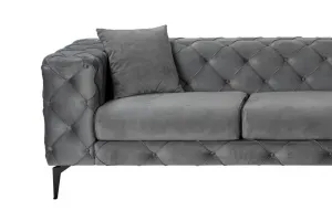 Rohová sedacia súprava / Rohová pohovka Como Eco Right - Anthracite, Black