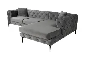 Rohová sedacia súprava / Rohová pohovka Como Eco Right - Anthracite, Black