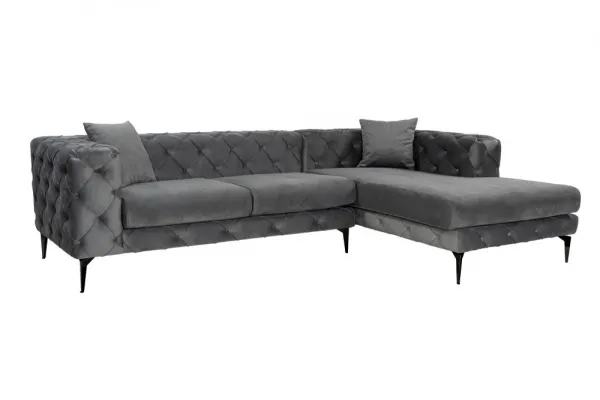 Rohová sedacia súprava / Rohová pohovka Como Eco Right - Anthracite, Black