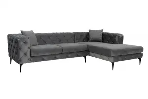Rohová sedacia súprava / Rohová pohovka Como Eco Right - Anthracite, Black