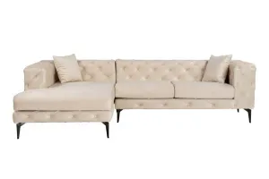 Rohová sedacia súprava / Rohová pohovka Como Eco Left - Beige, Black