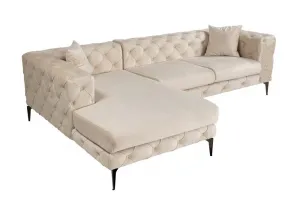 Rohová sedacia súprava / Rohová pohovka Como Eco Left - Beige, Black