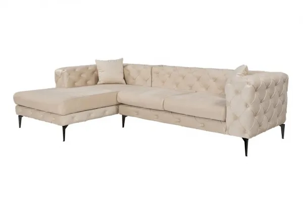 Rohová sedacia súprava / Rohová pohovka Como Eco Left - Beige, Black