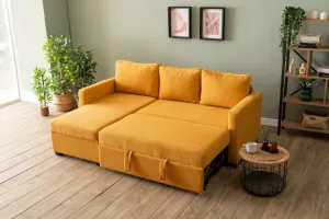 Rohová rozkladacia pohovka Kado - Mustard