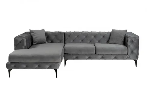 Rohová sedacia súprava / Rohová pohovka Como Eco Left - Anthracite, Black