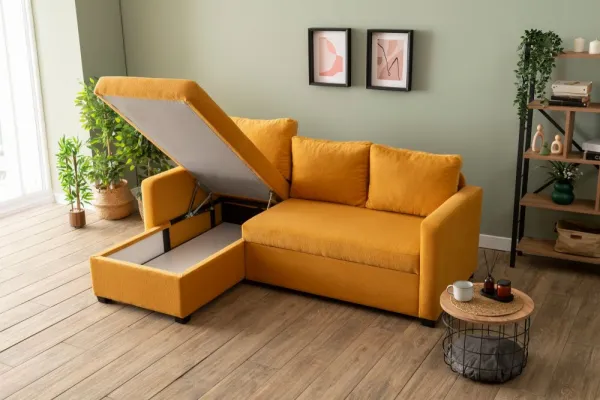 Rohová rozkladacia pohovka Kado - Mustard