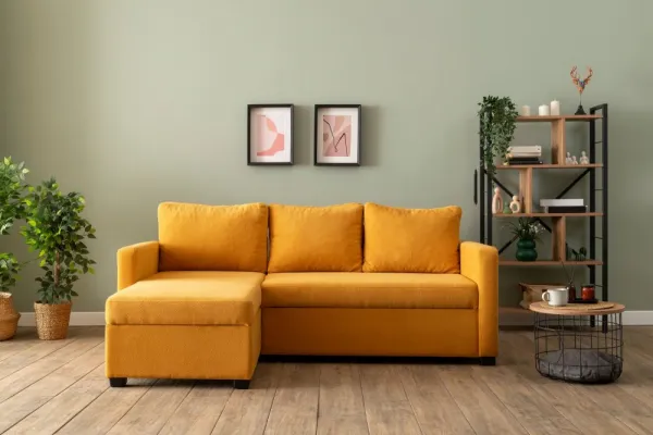 Rohová rozkladacia pohovka Kado - Mustard
