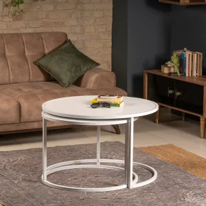 Sada odkladacích stolíkov (2 kusy) Tambur - White