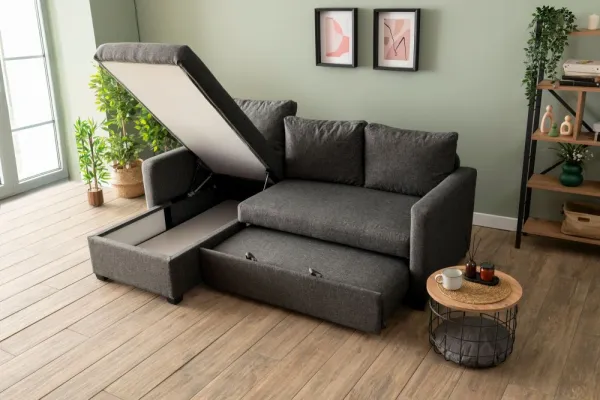 Rohová rozkladacia pohovka Kado - Dark Grey