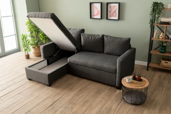 Rohová rozkladacia pohovka Kado - Dark Grey
