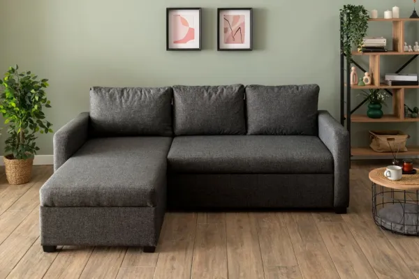 Rohová rozkladacia pohovka Kado - Dark Grey