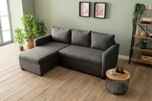 Rohová rozkladacia pohovka Kado - Dark Grey