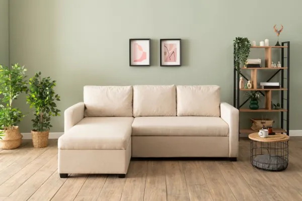 Rohová rozkladacia pohovka Kado - Cream