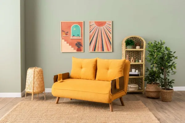 Dvojmiestna rozkladacia pohovka Cosmo 2-Seater - Bohemian Mustard