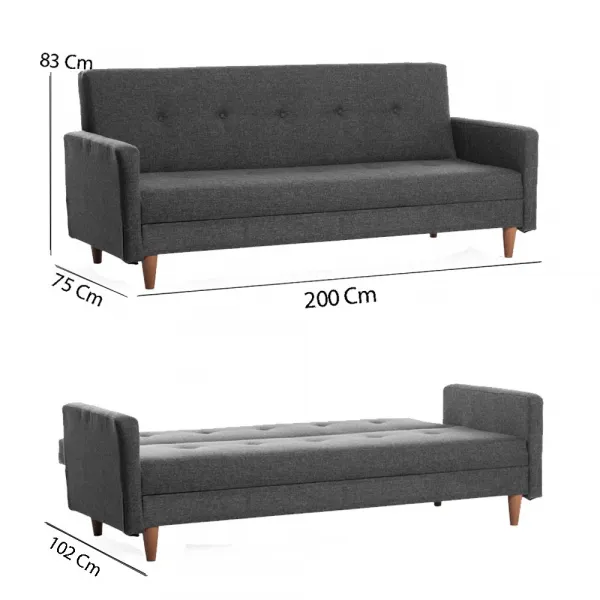 Trojmiestna rozkladacia pohovka Hiko - Dark Grey