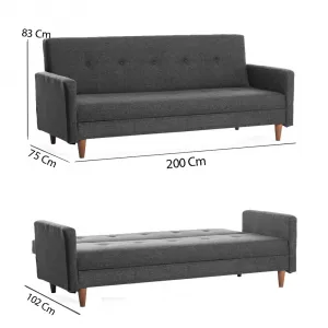 Trojmiestna rozkladacia pohovka Hiko - Dark Grey
