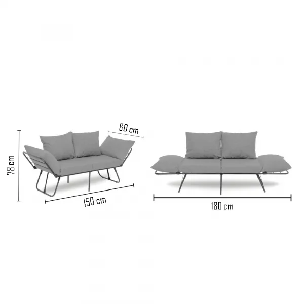 Dvojmiestna rozkladacia pohovka Viper 2-Seater - Light Grey