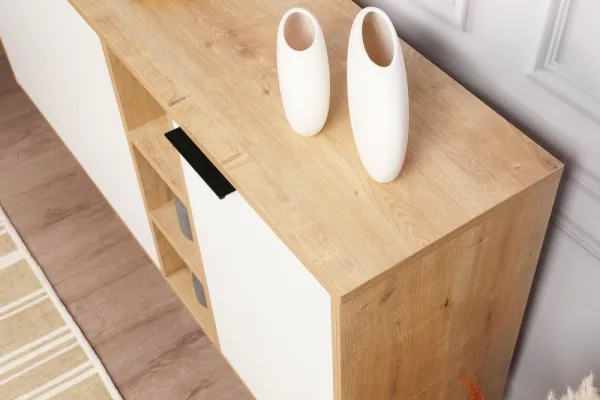 Konzolový stolík Clara Console - Oak, White
