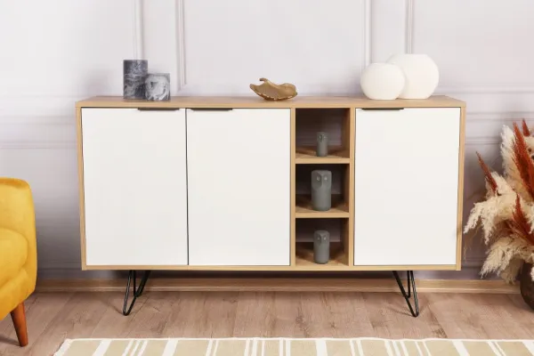 Konzolový stolík Clara Console - Oak, White