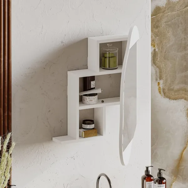 Kúpeľňová skrinka Cloud Storage Bathroom Wall Mirror - White