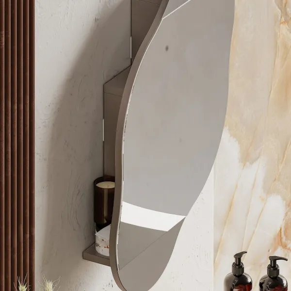 Kúpeľňová skrinka Cloud Storage Bathroom Wall Mirror - Light Mocha
