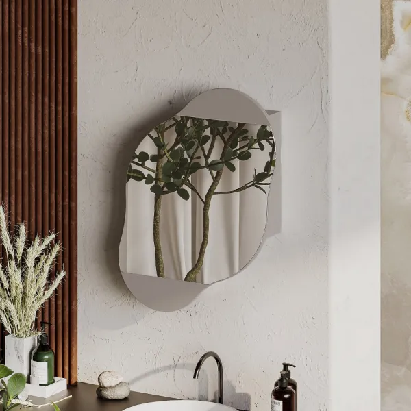 Kúpeľňová skrinka Cloud Storage Bathroom Wall Mirror - Light Mocha