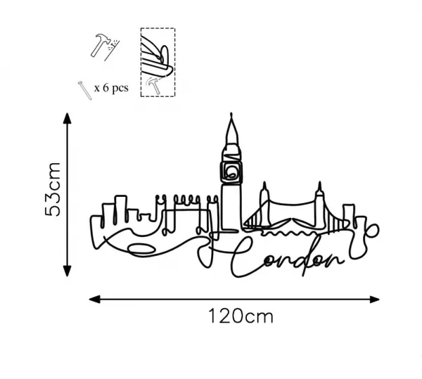 Dekoratívny kovový doplnok na stenu London