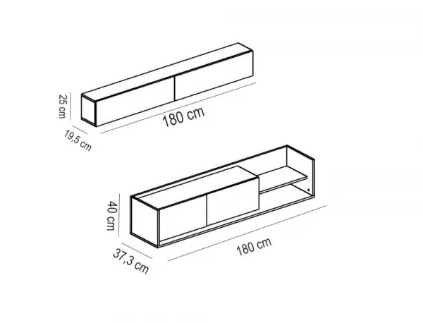 TV skrinka / Obývacia stena Kale - Teak, White