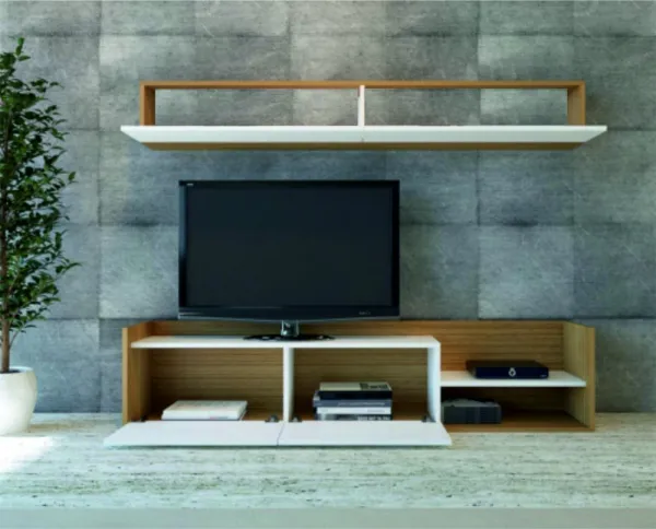 TV skrinka / Obývacia stena Kale - Teak, White