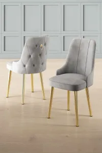 Súprava stoličiek (2 kusy) Newa - Grey, Gold