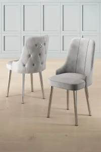 Súprava stoličiek (2 kusy) Newa - Grey, Chrome