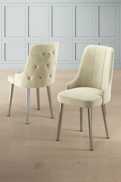 Súprava stoličiek (2 kusy) Newa - Cream, Chrome