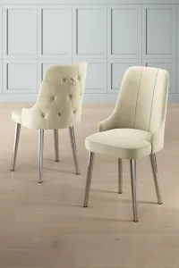 Súprava stoličiek (2 kusy) Newa - Cream, Chrome