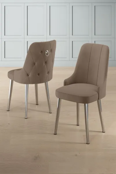 Súprava stoličiek (2 kusy) Newa - Cappuccino, Chrome
