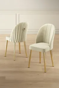 Súprava stoličiek (2 kusy) Mara - Cream, Gold