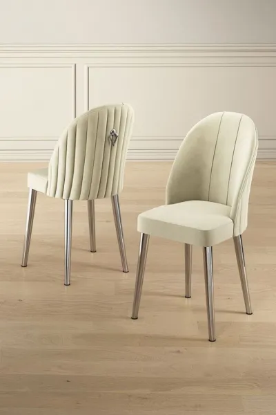 Súprava stoličiek (2 kusy) Mara - Cream, Chrome