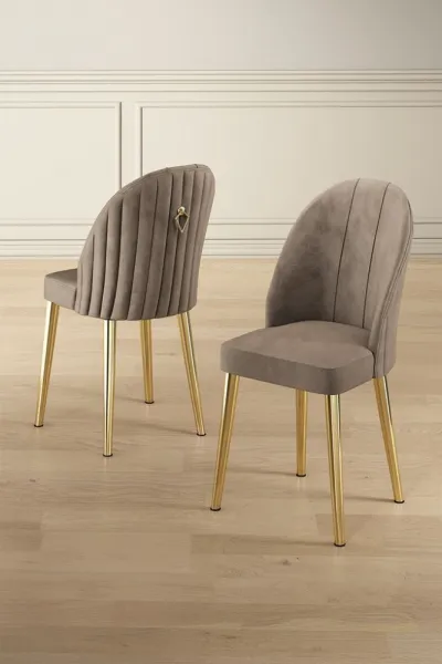 Súprava stoličiek (2 kusy) Mara - Cappuccino, Gold
