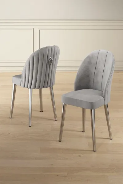 Súprava stoličiek (2 kusy) Mara - Grey, Chrome
