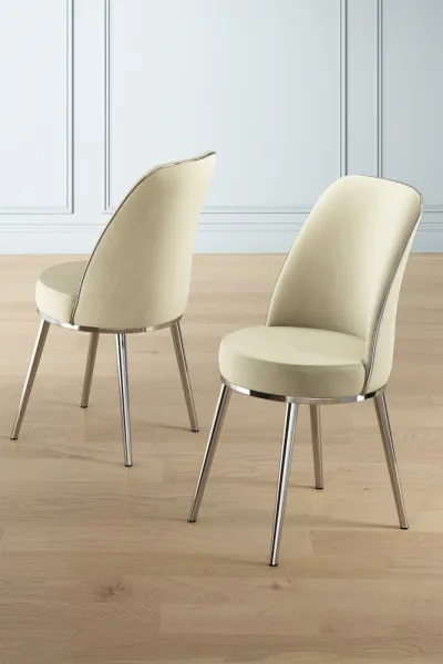 Súprava stoličiek (2 kusy) Pefa - Cream, Chrome