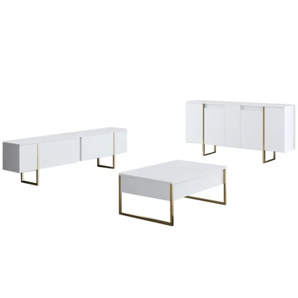 Konzolový stolík Luxe - White, Gold