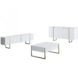 Konzolový stolík Luxe - White, Gold