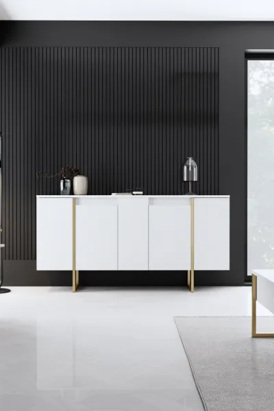 Konzolový stolík Luxe - White, Gold