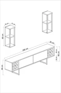 TV skrinka / Obývacia stena Chrome Line - Walnut, Black