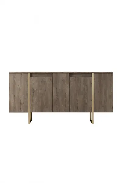 Konzolový stolík Luxe - Walnut, Gold