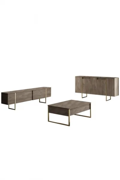 Konzolový stolík Luxe - Walnut, Gold