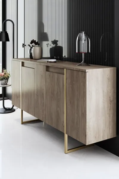 Konzolový stolík Luxe - Walnut, Gold