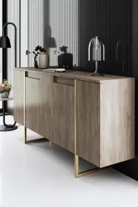 Konzolový stolík Luxe - Walnut, Gold