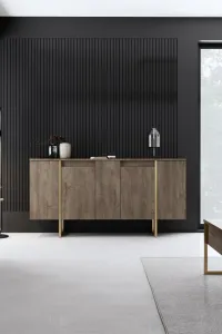 Konzolový stolík Luxe - Walnut, Gold